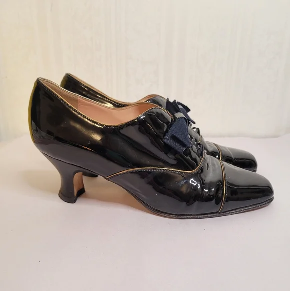 Anyi Lu Patent Leather Kitten Heels Satin Bow Size 38.5 US 8 - Picture 4 of 12